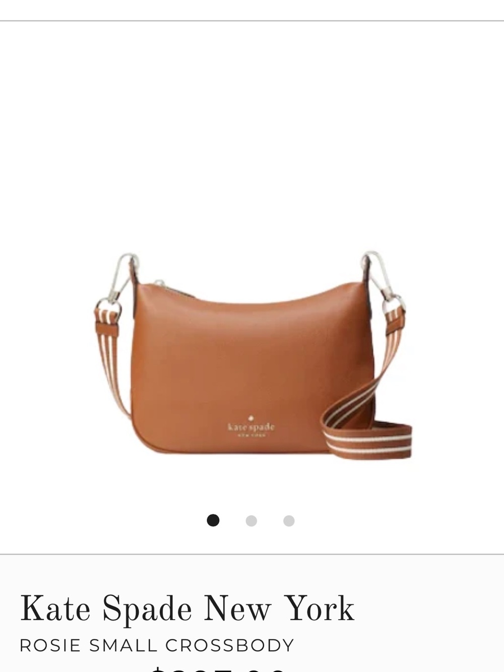 kate spade Tan Leather Crossbody with Striped Strap
